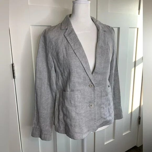NWT Eileen fisher gray linen Blazer Size XS Petite - Picture 2 of 13